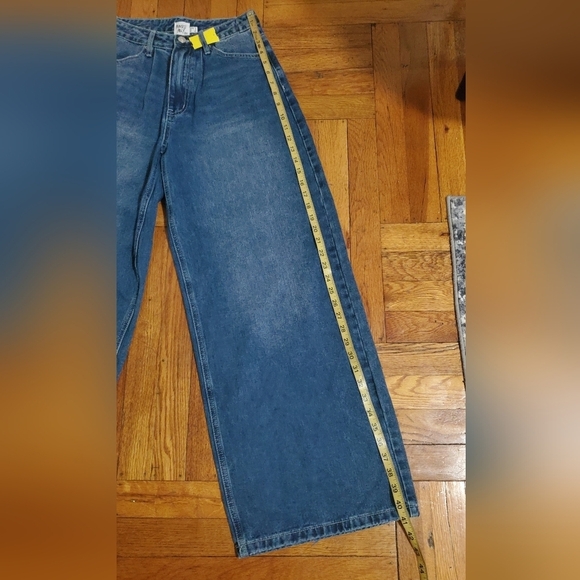 Princess Polly Wide Leg High Waisted Baggy Jeans Relaxed Fit Mid Wash Blue SZ 2 - Picture 10 of 12